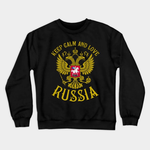 123 Wappen Russland Keep Calm and Love Russia Crewneck Sweatshirt by Margarita7